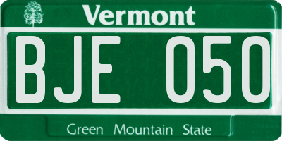 VT license plate BJE050