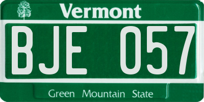 VT license plate BJE057