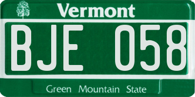 VT license plate BJE058