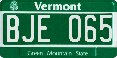 VT license plate BJE065
