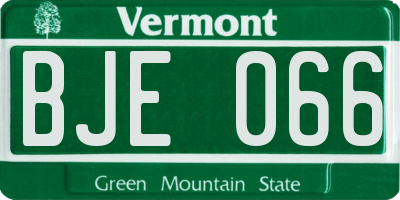 VT license plate BJE066