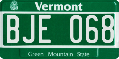 VT license plate BJE068