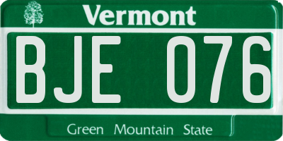 VT license plate BJE076