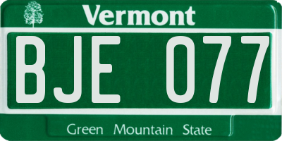 VT license plate BJE077