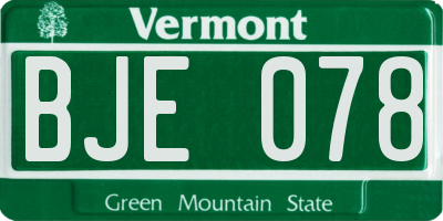 VT license plate BJE078