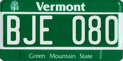 VT license plate BJE080