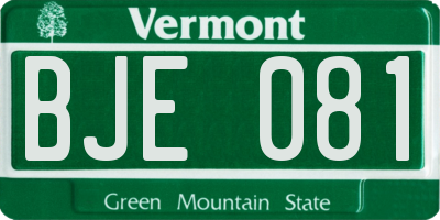 VT license plate BJE081