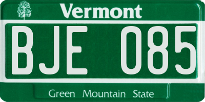 VT license plate BJE085