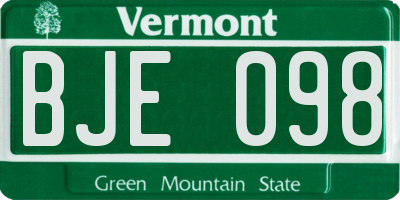 VT license plate BJE098