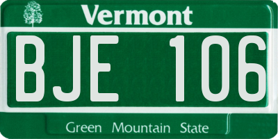 VT license plate BJE106