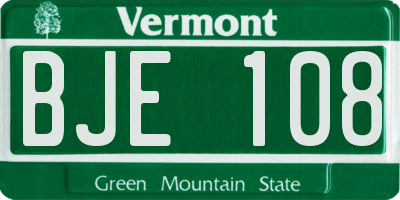 VT license plate BJE108