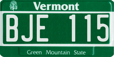 VT license plate BJE115