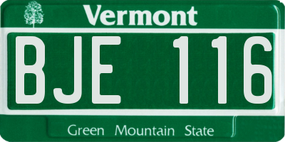 VT license plate BJE116