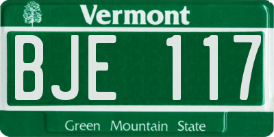 VT license plate BJE117