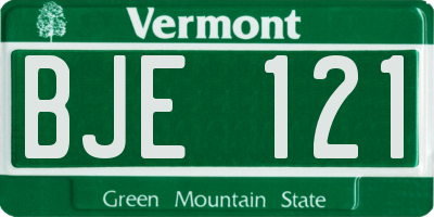 VT license plate BJE121