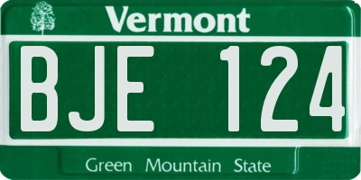 VT license plate BJE124