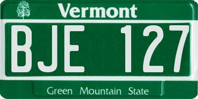 VT license plate BJE127