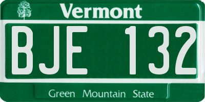 VT license plate BJE132