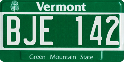 VT license plate BJE142