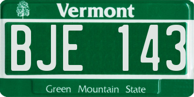 VT license plate BJE143