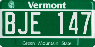 VT license plate BJE147