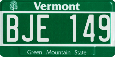VT license plate BJE149