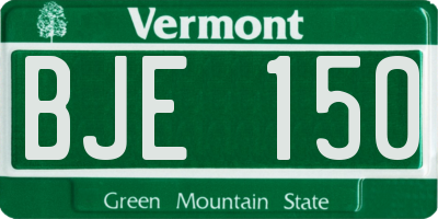 VT license plate BJE150