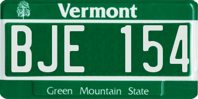 VT license plate BJE154