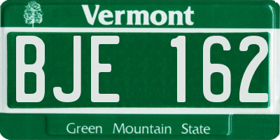 VT license plate BJE162