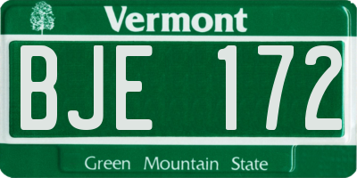 VT license plate BJE172