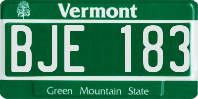 VT license plate BJE183