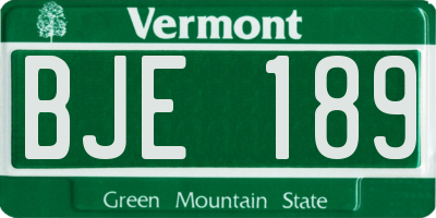 VT license plate BJE189