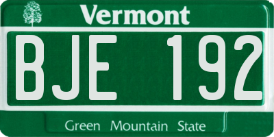 VT license plate BJE192