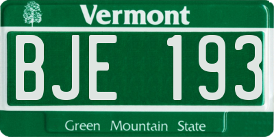 VT license plate BJE193