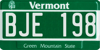VT license plate BJE198