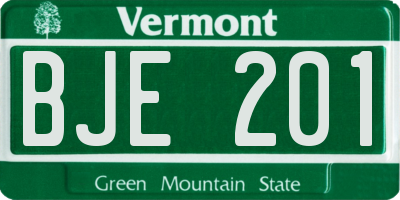 VT license plate BJE201