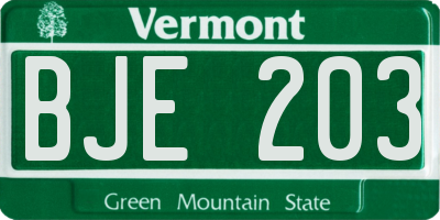 VT license plate BJE203