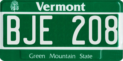 VT license plate BJE208