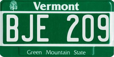 VT license plate BJE209