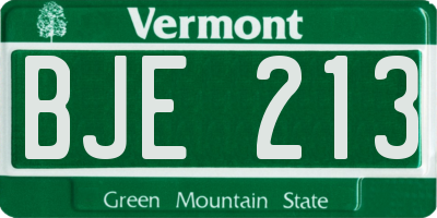 VT license plate BJE213