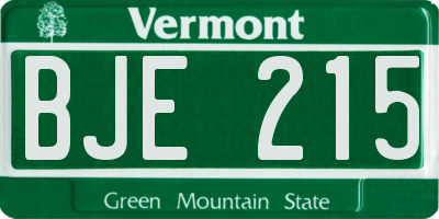 VT license plate BJE215
