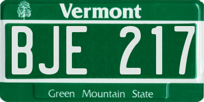 VT license plate BJE217