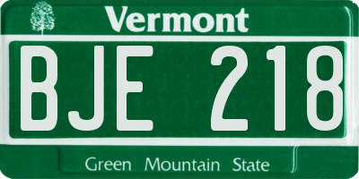 VT license plate BJE218