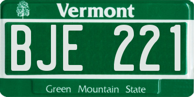 VT license plate BJE221