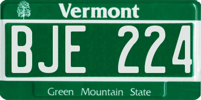 VT license plate BJE224