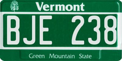 VT license plate BJE238