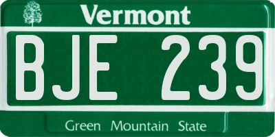 VT license plate BJE239