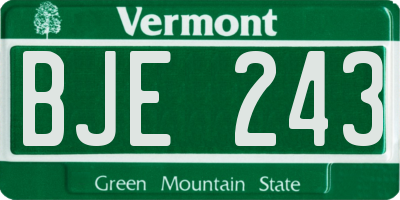 VT license plate BJE243