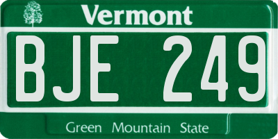 VT license plate BJE249