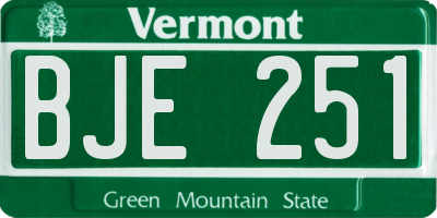 VT license plate BJE251